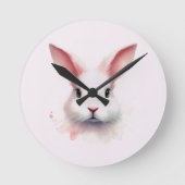 Pastell Bunny Face Pink Wall Clock Runde Wanduhr (Vorderseite)