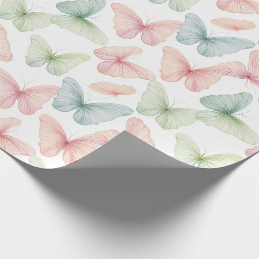Pastell Butterfly Wrapping Paper Geschenkpapier (Ecke)