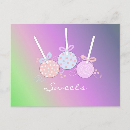 Pastell-Cake-Pops Postkarte (Vorderseite)