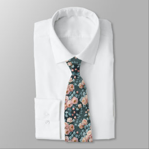 Pastell-Camellien und Dusty Miller nahtloses Botan Krawatte