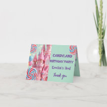 Pastell Candyland 3. Geburtstags-Dankeskarten