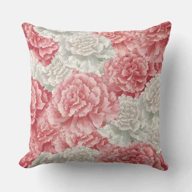 Pastell Carnation Blume Kissen (Vorderseite)