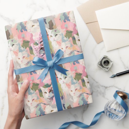 Pastell Cats farbenfrohe Muster Geschenkpapier (Schenken)