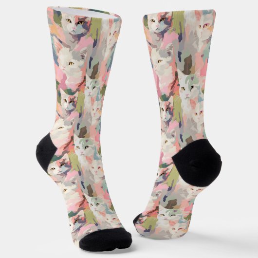 Pastell Cats farbenfrohe Muster Socken (Gewinkelt)