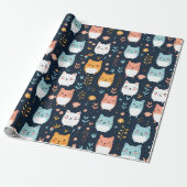 Pastell Cats Muster Geschenkpapier (Ungerollt)