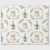 Pastell Champagner-Torte Brautparty-Muster Geschenkpapier (Flach)