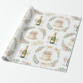 Pastell Champagner-Torte Brautparty-Muster Geschenkpapier (Ungerollt)