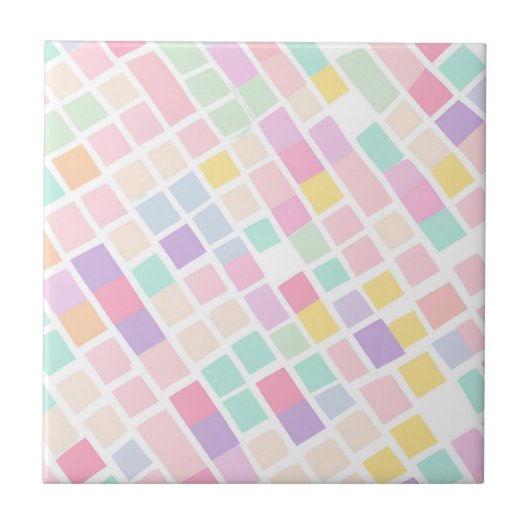 Pastell Checkered Moderne Kernfeder-Zuhause Fliese (Vorderseite)