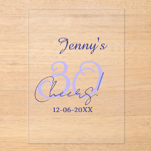 Pastell Cheers 30. Geburtstag lila elegant Name da Acryleinladungen