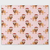Pastell Christmas Safari Tiere Pink Lion Geschenkpapier (Flach)