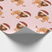 Pastell Christmas Safari Tiere Pink Lion Geschenkpapier (Ecke)