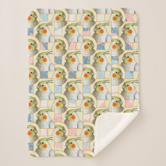 Pastell Cockatiel Bird Yellow Pink Blue Kids' Sherpadecke (Vorderseite)