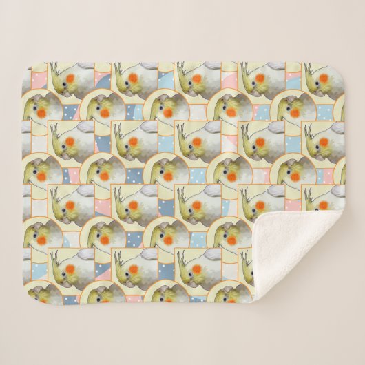 Pastell Cockatiel Bird Yellow Pink Blue Kids' Sherpadecke (Vorderseite (Horizontal))