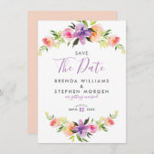 Pastell Colors Blume Kränzergrenze Save The Date (Vorne/Hinten)