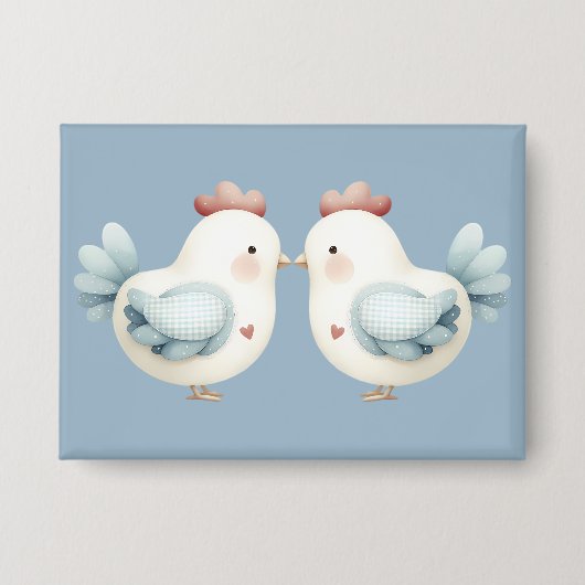 Pastell Cottagecore-Huhn Button (Vorderseite)