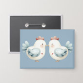 Pastell Cottagecore-Huhn Button (Vorderseite/Rückseite)