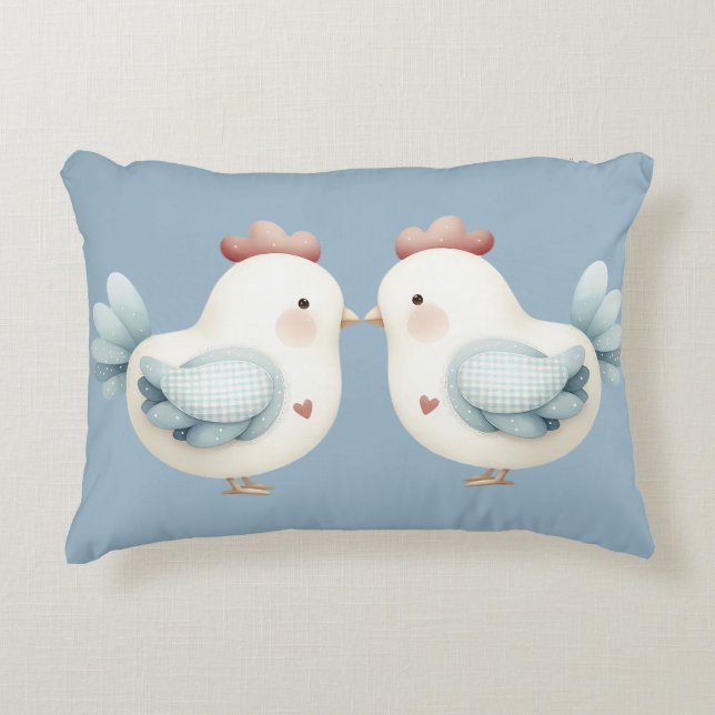 Pastell Cottagecore-Huhn Dekokissen (Vorderseite)
