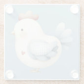 Pastell Cottagecore-Huhn Glasuntersetzer (Rückseite)