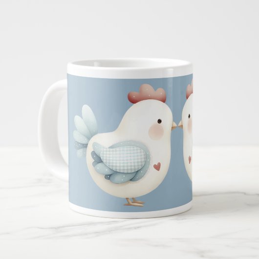 Pastell Cottagecore-Huhn Jumbo-Tasse (Vorderseite Links)