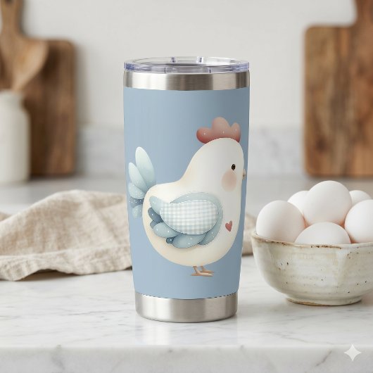 Pastell Cottagecore-Huhn Thermobecher