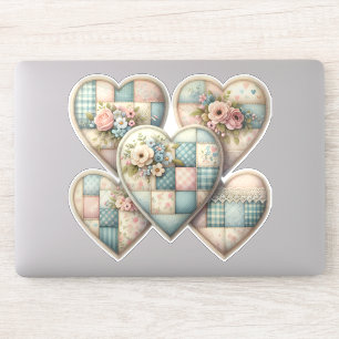 Pastell Cottagecore Patchwork-Herzen Aufkleber