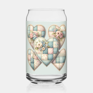 Pastell Cottagecore Patchwork-Herzen Dosenglas