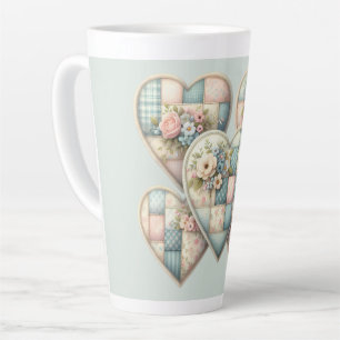 Pastell Cottagecore Patchwork-Herzen Milchtasse