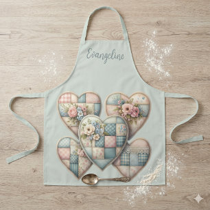 Pastell Cottagecore Patchwork-Herzen Schürze