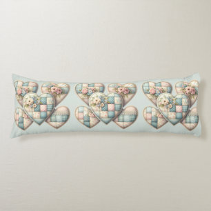 Pastell Cottagecore Patchwork-Herzen Seitenschläferkissen