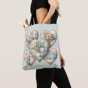 Pastell Cottagecore Patchwork-Herzen Tasche