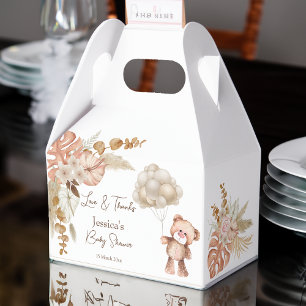 Pastell-Creme-Braun-Boho-Trockenblumen-Babyparty  Geschenkschachtel