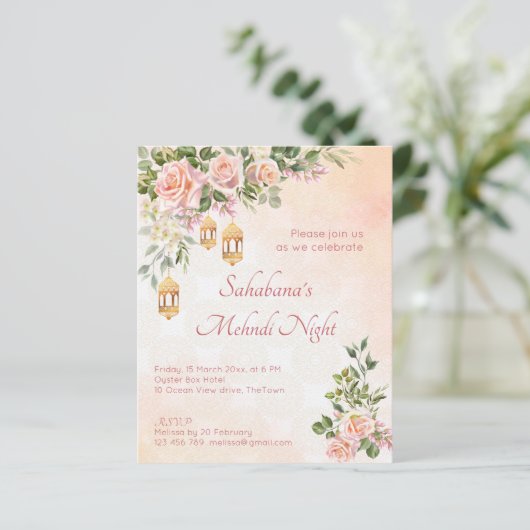 Pastell Creme Rose marokkanische Laternen mehndi (Stehend Vorderseite)