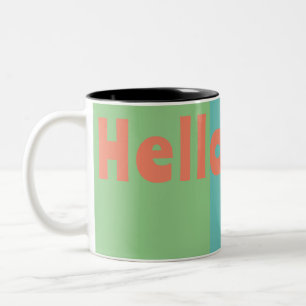 Pastell Custom Monogram - Modern Mint, Coral Zweifarbige Tasse