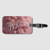 Pastell-Dahlien-Blüten-Kunst mit Herzen Gepäckanhänger (Vorderseite (Horizontal))