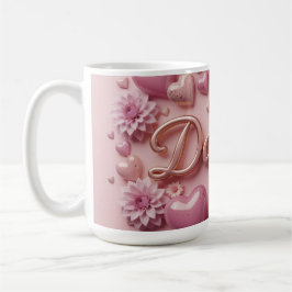 Pastell-Dahlien-Blüten-Kunst mit Herzen Kaffeetasse