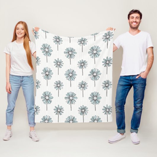 Pastell-Daisy-Linienkunst-Streifen Fleecedecke (Beispiel)