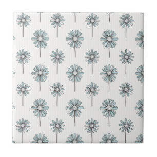 Pastell-Daisy-Linienkunst-Streifen Fliese