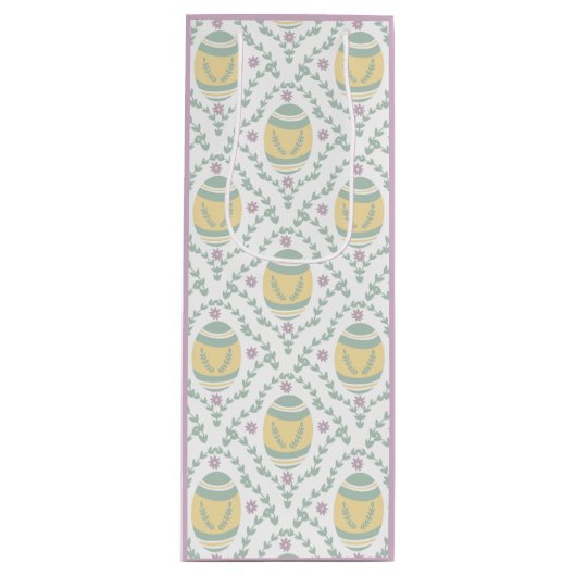 Pastell Damask Ostereier Muster Geschenktasche Geschenktüte Für Weinflaschen (Vorderseite)