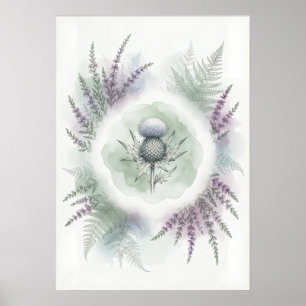 Pastell Distel Heide Farn Schottischer Poster