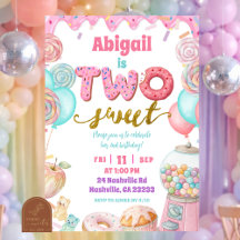 Pastell-Donut Zwei Süße 2. Geburtstags-Einladung