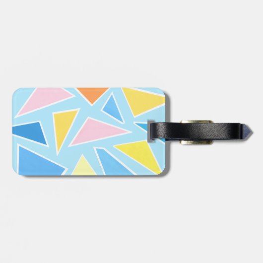 Pastell-Dreiecke auf blassblau Gepäckanhänger (Rückseite horizontal)
