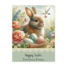 Pastell Easter Holiday Personalisiert Postkarte