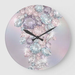 Pastell-Edelstein-Ästhetik-Wanduhr – Eleganter Sch Große Wanduhr