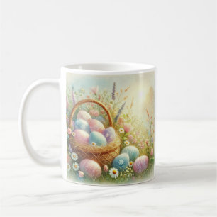 Pastell Eier und Wildblumen Kaffeetasse