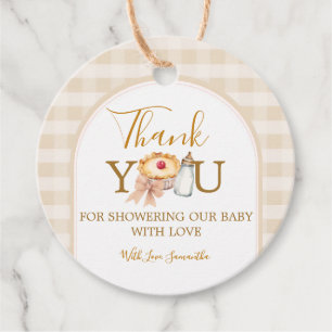 Pastell Ein kleines Cutie Pie Gingham Herbst-Baby- Geschenkanhänger