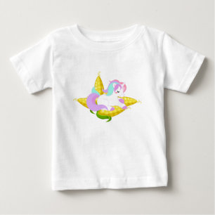 Pastell-Einhorn am Kolben Baby T-shirt