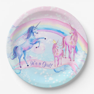 Pastell-Einhorn-Baby-Shower-Papierplatten Pappteller