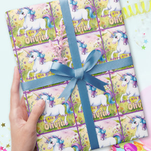 Pastell Einhorn Magischer Individueller Geburtstag Geschenkpapier