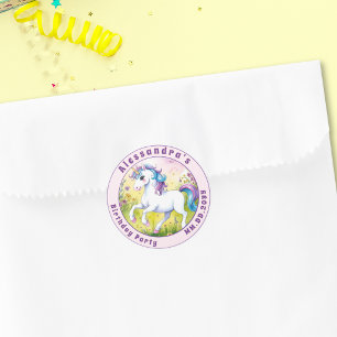 Pastell Einhorn Magischer Individueller Geburtstag Runder Aufkleber