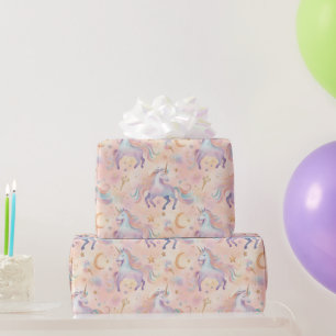 Pastell-Einhörner-Mond-Mädchen-Geburtstag-Baby-Par Geschenkpapier